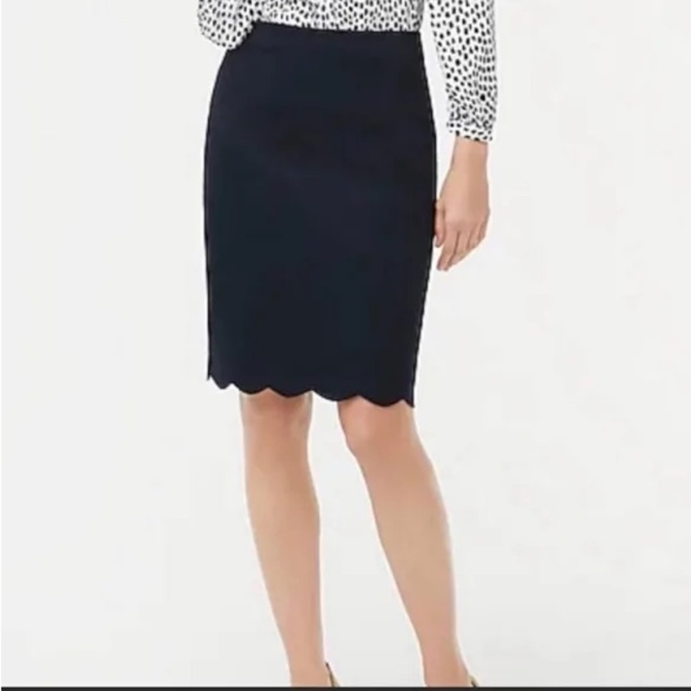 J. By J. Crew Scalloped Pencil Skirt - Navy